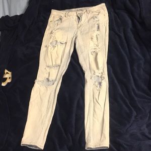 Faded, ripped skinny jeans